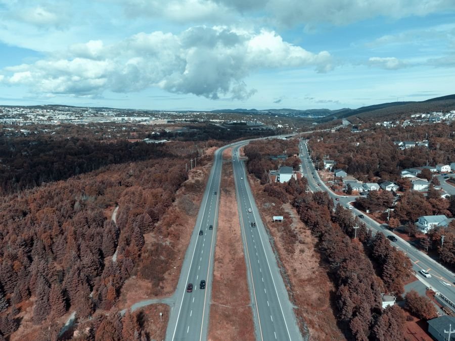 Cars on a highway at dusk